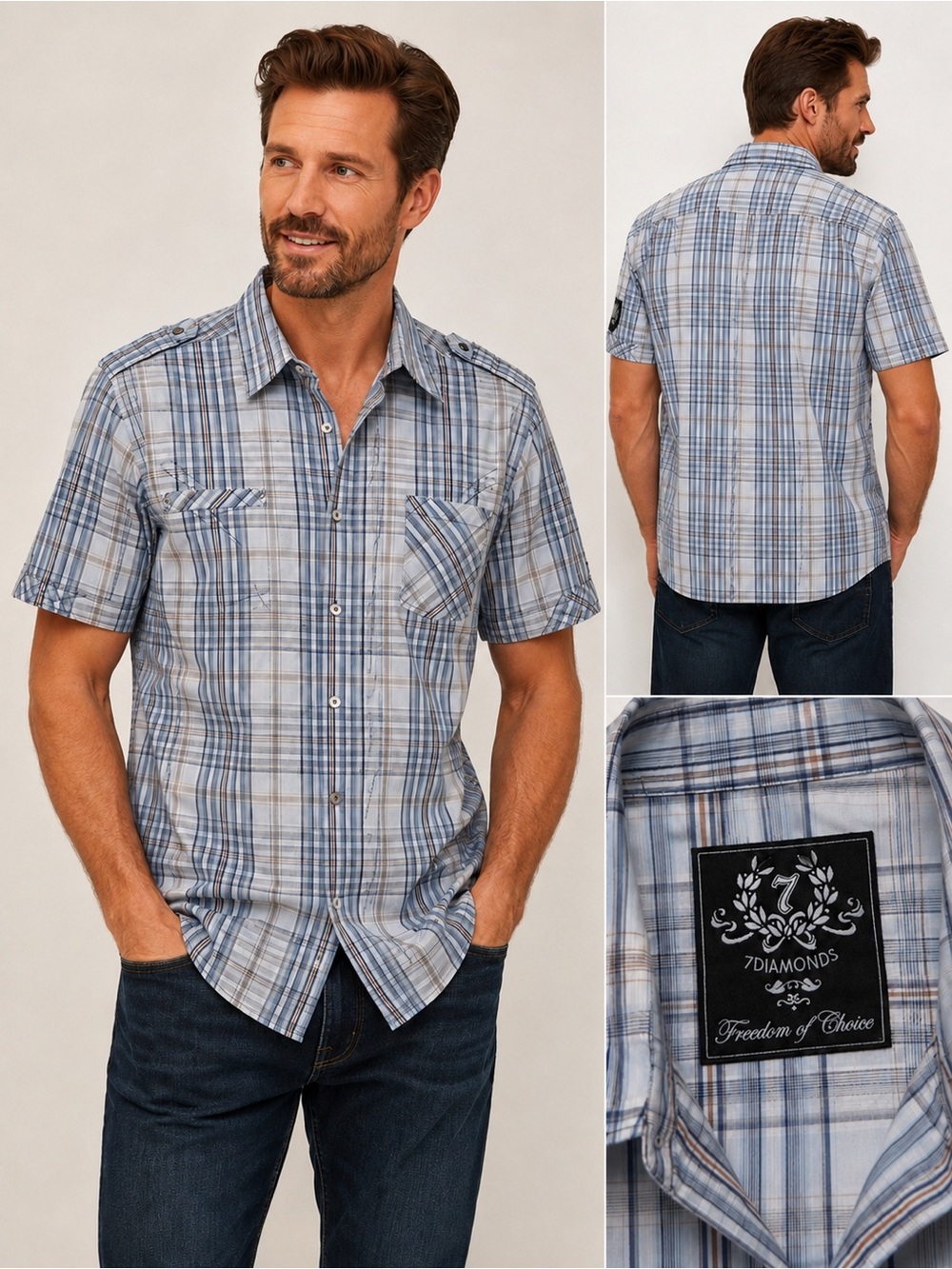7 of Diamonds freedom of choice men’s short sleeve 100% cotton shirt, size XL